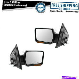US~[ ~[p[MtH[hphCgNyA09-10 F150ɃZbg Mirrors Power Heated Memory Fold Puddle Light Chrome Pair Set for 09-10 F150