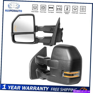 US~[ 15-19tH[hF-150gbNvOvCp̉xZT[t2{̃p[M~[ 2X Power Heated Tow Mirrors w/Temp Sensor For 15-19 Ford F-150 Truck Plug&Play