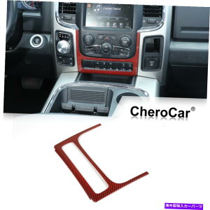 Dashboard Cover Dodge RAM 1500 10-17�p�̐Ԃ��J�[�{���t�@�C�o�[�R���\�[�������X�C�b�`�t���[���J�o�[�g���� Red Carbon Fiber Console Adjust Switch Frame Cover Trim for Dodge RAM 1500 10-17�y���s�A���i�z