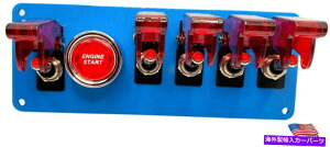 Dashboard Cover 12Vu[R[eBOXCb`pl/5̐ԂXCb`ƃJo[/ԂvbVX^[g{^ 12V BLUE Coated Switch Panel/5 RED Switches and Covers/RED Push Start Button