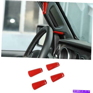 Dashboard Cover �W�[�v�����O���[JL 2018-2021���b�h�C���i�[AB�s���[�n���h���E�B���h�E�J�o�[�g����4PCS For Jeep Wrangler JL 2018-2021 Red Inner AB Pillar Handle Window Cover Trim 4PCS�y���s�A���i�z