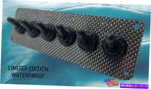 TVF[h hŃJ[{t@Co[plA6gOXCb`Wo[Jo[ WATERPROOF LIMITED EDITION Carbon Fiber Panel, 6 Toggle Switches w Rubber covers