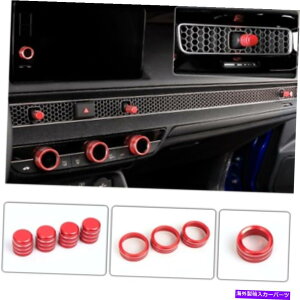 サンシェード ホンダシビックセダン2022 8pcsのダッシュボードコンソールノブレッドトリムカバー Dashboard Console Knob Red Trim Cover For Honda Civic Sedan 2022 8pcs