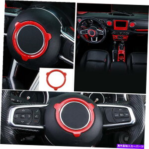 TVF[h XeAOzC[T[NbhJ[{t@Co[Jo[W[vO[JL 2018-20ɃtBbg Steering Wheel Circle Red Carbon Fiber Cover 1X Fit For Jeep Wrangler JL 2018-20
