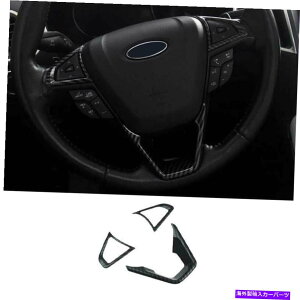 TVF[h tH[hGbW2015-2021J[{t@Co[XeAOzC[V[gJo[g3PCSɓK Fit For Ford Edge 2015-2021 Carbon Fiber Steering Wheel Sheet Cover Trim 3PCS