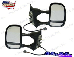 US~[ eNX`p[MM]r[fAA[hA~[RL Textured Power Heated Signal Telescope Side View Dual Arm Tow Door Mirror R&L
