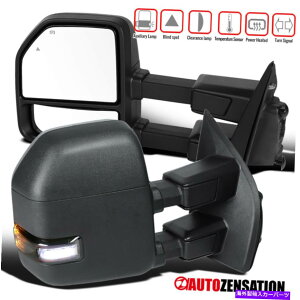 US~[ FIT 2017-2019 F250ubNp[q[g+x+LEDM+p Fit 2017-2019 F250 Black Power Heat Tow Mirrors+Temp+Smoke LED Signal+Blind Spot