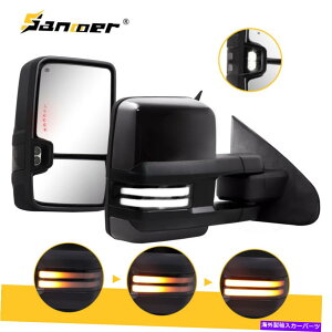 US~[ hubNgE~[14-19Vo[hVGp[MXCb`obNCg Painted Black Tow Mirrors 14-19 Silverado Sierra Power Heated Switchback Light