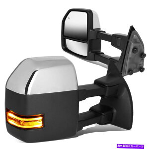 US~[ tBbg08-16tH[hX[p[f[eBp[+q[g+LED^[MTChg[CO~[N Fit 08-16 Ford Super Duty Powered+Heat+LED Turn Signal Side Towing Mirror Chrome