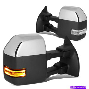 US�~���[ �t�B�b�g99-07�t�H�[�h�X�[�p�[�f���[�e�B�p���[+�q�[�g+LED�^�[���M���T�C�h�g�[�C���O�~���[�N���� Fit 99-07 Ford Super Duty Powered+Heat+LED Turn Signal Side Towing Mirror Chrome�y���s�A���i�z