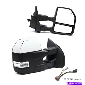 US~[ 15-19tH[hF150gbN̔dLEDMÑyA Pair Towing Mirrors for 15-19 Ford F150 Truck Power Heated LED Signal Chrome New