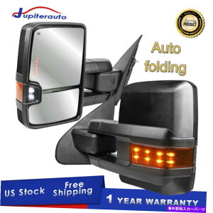US~[ 14-18V{[Vo[hGMCVG1500̃yAp[tH[hM Pair Power Fold Heated Tow Mirrors For 14-18 Chevy Silverado GMC Sierra 1500