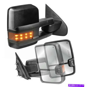 US~[ 14-18V{[GMC w/^[Mpɐݒ肳ꂽp[tH[hMg~[ Power Fold Heated Extended Tow Mirrors Set For 14-18 Chevy GMC w/ Turn Signal