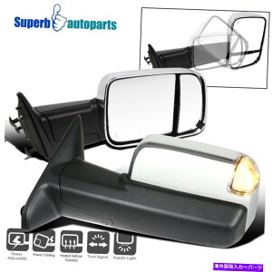 US�~���[ 2009-2012 RAM 1500�p���[�q�[�g�I�[�g�t�H�[���h�g�E�~���[+LED Puddle+Signal Lamps Fits 2009-2012 Ram 1500 Power Heat Auto Fold Tow Mirrors+LED Puddle+Signal Lamps�y���s�A���i�z