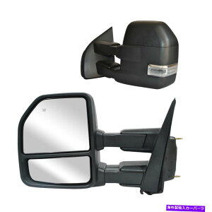 USミラー 2015-2020 Ford F150 Power加熱LED信号水たまりのペアけん引鏡 Pair Towing Mirrors For 2015-2020 Ford F150 Power Heated LED Signal Puddle Light