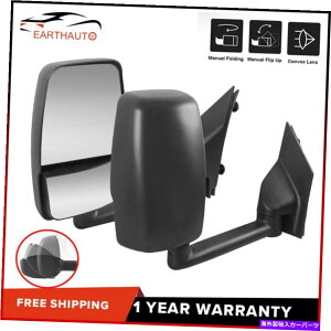 US~[ 2003-17V{[GNXvXToio2xubN}jA܂肽݌ 2X Black Manual Folding Tow Mirrors For 2003-17 Chevy Express Savana Van