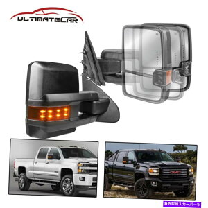 US~[ LEDp[wbh+܂肽݊gM14-18Vo[hVG LED Power Headed+Folding Extended Signal Tow Mirrors For 14-18 Silverado Sierra