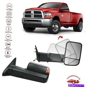 US�~���[ 2010-17 Dodge Ram 1500 2500 3500�̂��߂̓d�͉��M�����~���[�t���Z���T�[ Power Heated Tow Mirrors W/ Temper Sensor For 2010-17 Dodge Ram 1500 2500 3500