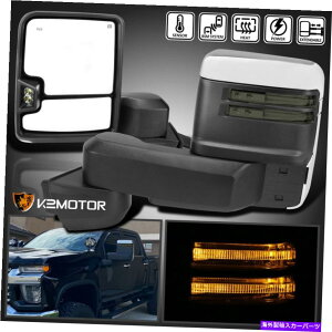 US~[ 2020-2022Vo[h2500hd 3500hdd͉M+led+uCh Fits 2020-2022 Silverado 2500HD 3500HD Power Heated Tow Mirrors+Smoke LED+Blind
