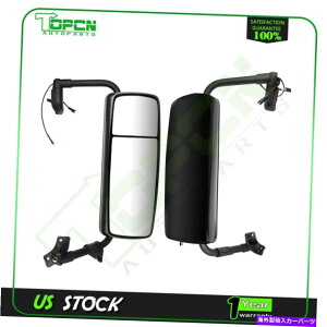 US~[ 2PCS~[SE+r[2005-2018 VOLVO VNL̃NAubN 2PCS Mirrors Complete Right+Left Side View Clear Black For 2005-2018 Volvo VNL