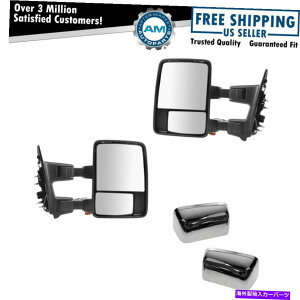 US~[ ~[p[܂ݐLkLkMMNyAF350 Towing Mirror Power Folding Telescoping Heat Signal Memory Chrome Pair for F350
