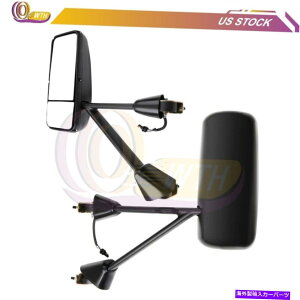 US~[ 2008-2016̍gbÑhA~[P[X̎tv[gƉE Black Truck Door Mirrors For 2008-2016 Kenworth Mounting Plates Left&Right Side