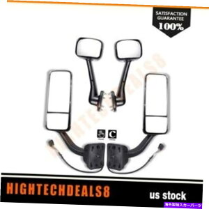 US�~���[ Freightliner Cascadia Manual Power Heated Kits��2�y�A�g���b�N�����~���[ 2Pairs Truck Towing Mirrors For Freightliner Cascadia Manual Power Heated Kits�y���s�A���i�z