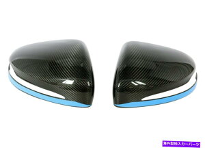 US~[ w463a w464ZfX2018+ɃZbgꂽJ[{t@Co[u[XgbvTCh~[Jo[ Carbon Fiber Blue Strip Side Mirror Covers Set for W463A W464 Mercedes 2018+