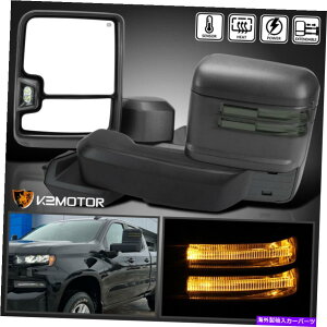US~[ 2019-2022V{[Vo[h1500p[M+w@ Fits 2019-2022 Chevy Silverado 1500 Power Heated Tow Mirrors+Smoke LED Signal