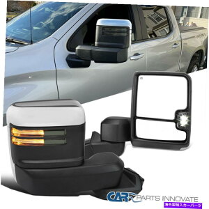 US~[ tBbg19-22V{[Vo[h1500p[M Fit 19-22 Chevy Silverado 1500 Power Heated Tow Mirrors w/ Smoke LED Signal Pair