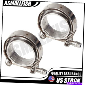 Turbo Charger 2pcs 4 in V�o���h�N�����v�t��w/ frange�L�b�g�r�C�^�[�{�X�e�����X�| 2PCS 4 In V-Band Clamp w/ Flange Kit Exhaust Turbo Stainless Steel New�y���s�A���i�z