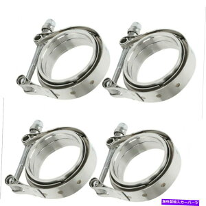 Turbo Charger 4PC 3 V�o���h�t�����W���N�����v�L�b�g�̒j��/�����ƃ��b�W�G�L�]�[�X�g�p�C�v�X�e�����X 4pc 3 V-Band Flange&Clamp Kit Male/Female With Ridge Exhaust Pipe Stainless�y���s�A���i�z