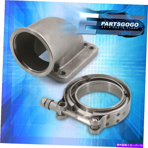 Turbo Charger 3 "VohT3 T4rC^[{tWX`[90IϊA_v^[ +Nv 3" V-Band T3 T4 Exhaust Turbo Flange Steel 90 Elbow Conversion Adapter + Clamp