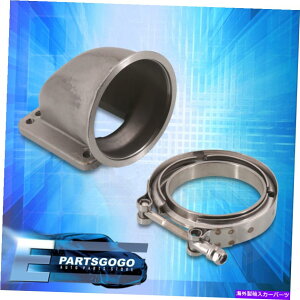 Turbo Charger 3.5 "VohT3 T4rC^[{tWX`[90IϊA_v^[ +Nv 3.5" V-Band T3 T4 Exhaust Turbo Flange Steel 90 Elbow Conversion Adapter + Clamp