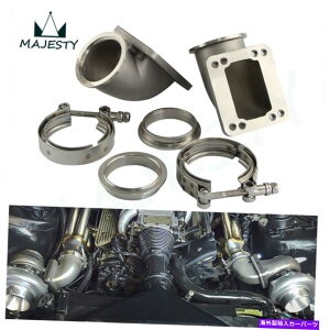 Turbo Charger 2PCS 2.5 "VBAND 90xX`[G{A_v^[T3 T4^[{+Nvp̃tW 2PCS 2.5" Vband 90 Degree Steel Cast Elbow Adapter Flange For T3 T4 Turbo+Clamps