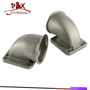 Turbo Charger 2x 3 "Voh90xLXg^[{G{A_v^[T3 T4^[{`[W[p̃tW 2x 3" V band 90 Degree Cast Turbo Elbow Adapter Flange For T3 T4 Turbocharger