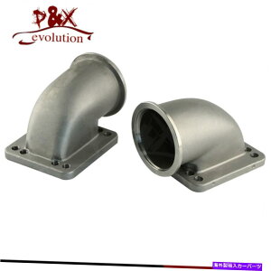 Turbo Charger 2PCS 2.5 "VBAND 90x^[{G{A_v^[T3 T4^[{`[W[p̃tW 2Pcs 2.5" Vband 90 Degree Cast Turbo Elbow Adapter Flange For T3 T4 Turbocharger