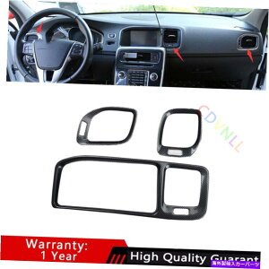 Dashboard Cover �{���{S60 V60 2012-2019�J�[�{���t�@�C�o�[�~�h���G�A�A�E�g���b�g�x���g�J�o�[�g����3PCS For Volvo S60 V60 2012-2019 Carbon Fiber Middle Air Outlet Vent Cover Trim 3PCS