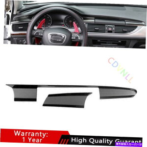 Dashboard Cover �A�E�f�BA6 A7 2012-2018�u���b�N�`�^���~�h���R���\�[���_�b�V���{�[�h�X�g���b�v�g����2PCS For Audi A6 A7 2012-2018 Black Titanium Middle Console Dashboard Strip Trim 2PCS�y���s�A���i�z