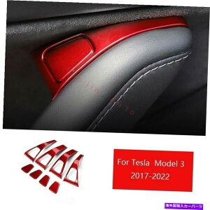 Dashboard Cover eXf3 2017-2022̂ԂCeAhAXCb`plJo[g8pc For Tesla Model 3 2017-2022 Glossy Red Interior Door Switch Panel Cover Trim 8pc