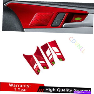 Dashboard Cover AEfBA4 A5 2017-2021邢ԂؓhAnh{EJo[g4PCS For Audi A4 A5 2017-2021 Bright Red ABS Inner Door Handle Bowl Cover Trim 4PCS