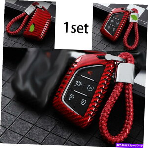 Dashboard Cover X}[g[gL[FOBVFJo[LfbNCT5 2019-2020ɓKԂJ[{t@Co[ Smart Remote Key Fob Shell Cover Red Carbon Fiber Fit For Cadillac CT5 2019-2020