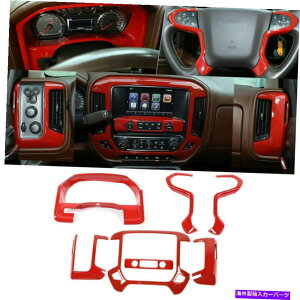 Dashboard Cover �V�{���[�V���o���[�h�p�̐Ԃ��X�e�A�����O�z�C�[�����R���\�[���_�b�V���{�[�h�J�o�[�g�����L�b�g14-17 Red Steering Wheel & Console Dashboard Cover Trim Kit For Chevy Silverado 14-17�y���s�A��