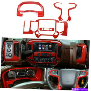 Dashboard Cover �V�{���[�V���o���[�h�p�̃��b�h�R���\�[���_�b�V���{�[�h�ƃX�e�A�����O�z�C�[���J�o�[�g�����L�b�g14-17 Red Console Dashboard & Steering Wheel Cover Trim Kit For Chevy Silverado 14-17�y���s�A