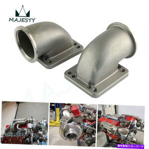 Turbo Charger 2PCS 2.5 "VBAND 90xX`[LXgG{A_v^[T3 T4^[{`[W[p̃tW 2PCS 2.5" Vband 90 Degree Steel Cast Elbow Adapter Flange For T3 T4 Turbocharger