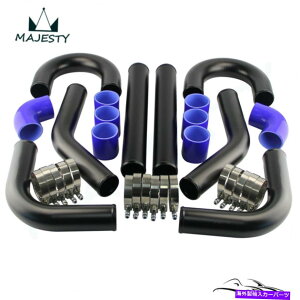 Turbo Charger 8pcs l = 450mm 2.36 ���j�o�[�T���C���^�[�N�[���[�^�[�{�u�[�X�g�z�ǃp�C�v�z�[�X�L�b�g�u���[ 8Pcs L=450mm 2.36 Universal Intercooler Turbo Boost Piping Pipe Hose Kit Blue�y���s�A���i�z