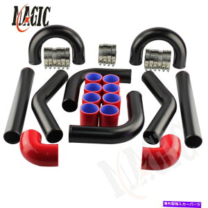 Turbo Charger jo[T2.75 "70mm 8PCS^[{C^[N[[pCv + TNvVRz[XLbgbh Universal 2.75" 70mm 8Pcs Turbo Intercooler Pipe + T-Clamp Silicone Hose Kit Red