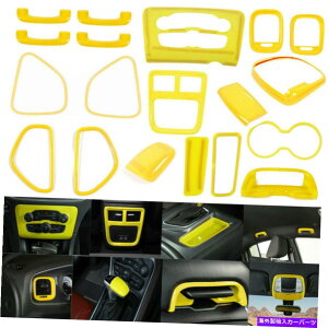 Dashboard Cover F̃CeAtZbgplJo[Jo[gx[LbghbW`[W[15+ Yellow Interior Full Set Panel Decor Cover Trim Bezels Kit for Dodge Charger 15+