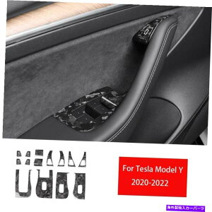 Dashboard Cover �e�X�����f��Y 2020-22�b���J�[�{���t�@�C�o�[�E�B���h�E���t�g�p�l���X�C�b�`�J�o�[14x For Tesla Model Y 2020-22 Forged Carbon Fiber Window Lift Panel Switch Cover 14X