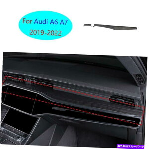 Dashboard Cover �A�E�f�BA6 A7 2019-22�u���b�N�E�b�h�O���C���Z���g�����R���\�[���_�b�V���{�[�h�X�g���b�v�J�o�[2x�p For Audi A6 A7 2019-22 Black Wood Grain Central Console Dashboard Strip Cover 2X�y���s�A���i�z